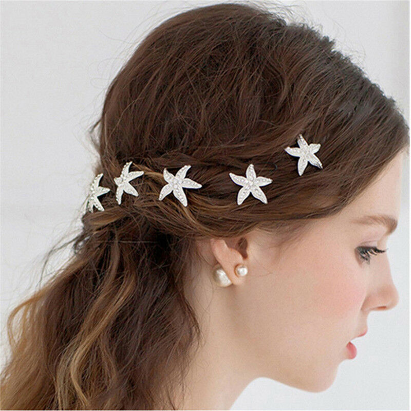 6pcs Girl Starfish Braid  Hairpin Headdress Wedding Party Hair Accessorie.l8
