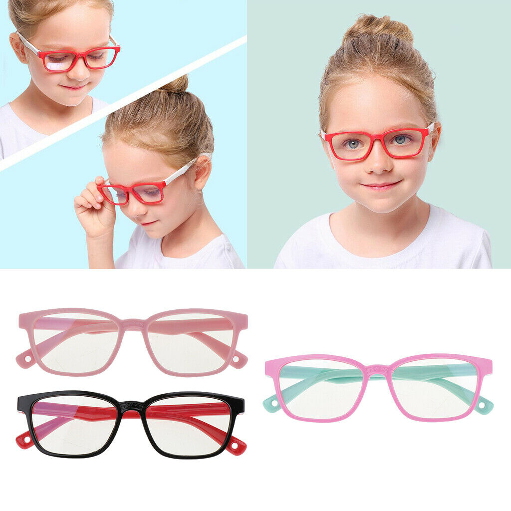 3pcs Kids Eyeglasses Blue-blocking Soft Silicone Frame Computer Glasses