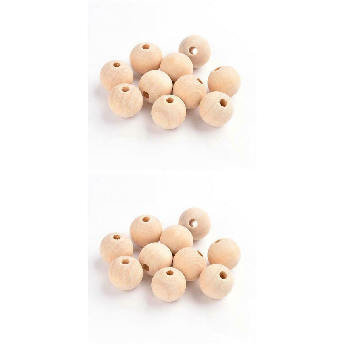 100x Unfinished Wood Beads Round Loose Spacer Handcrafts Bracelet 10mm 12mm