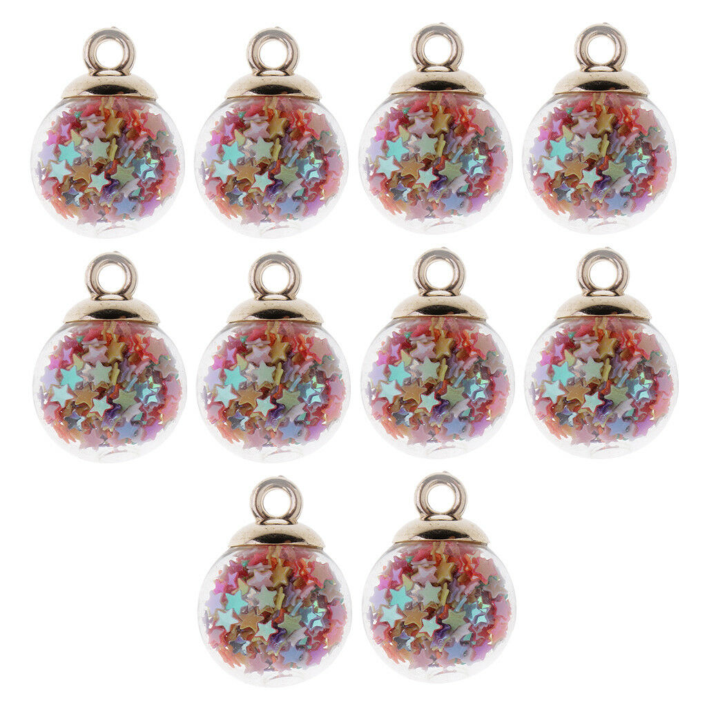 10 Korean Style Crystal Glass Ball Star Charms for DIY Jewelry Earring Craft