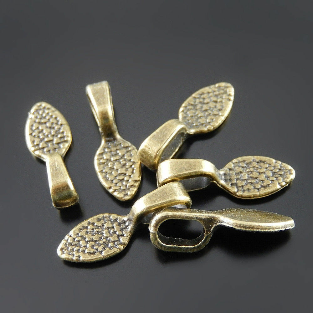 50 pcs Retro Style Bronze Alloy Glue On Bails Pendant Jewelry Connectors Craft