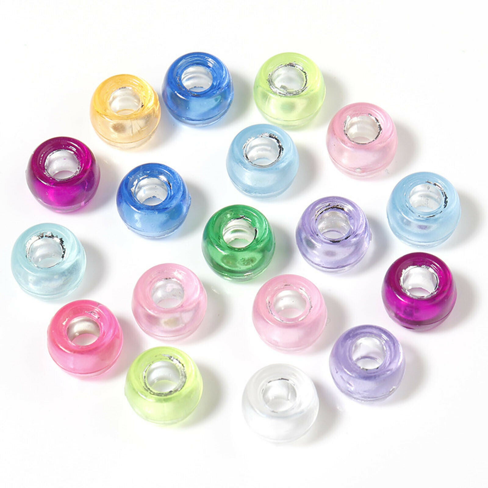 500Pcs Clear Acrylic BeadsBig Holes Beads DIY Jewelry Making Sewing Craft