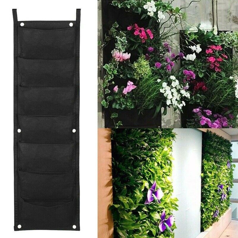 7 Pocket Planting Bag Hanging Wall Vertical Plant Hangers Flower Home Garden