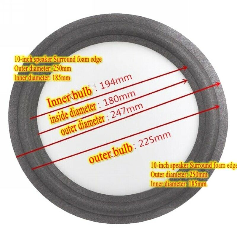 10" 250mm Universal Speaker Woofer Foam Edge Surround Repair Replacement Parts