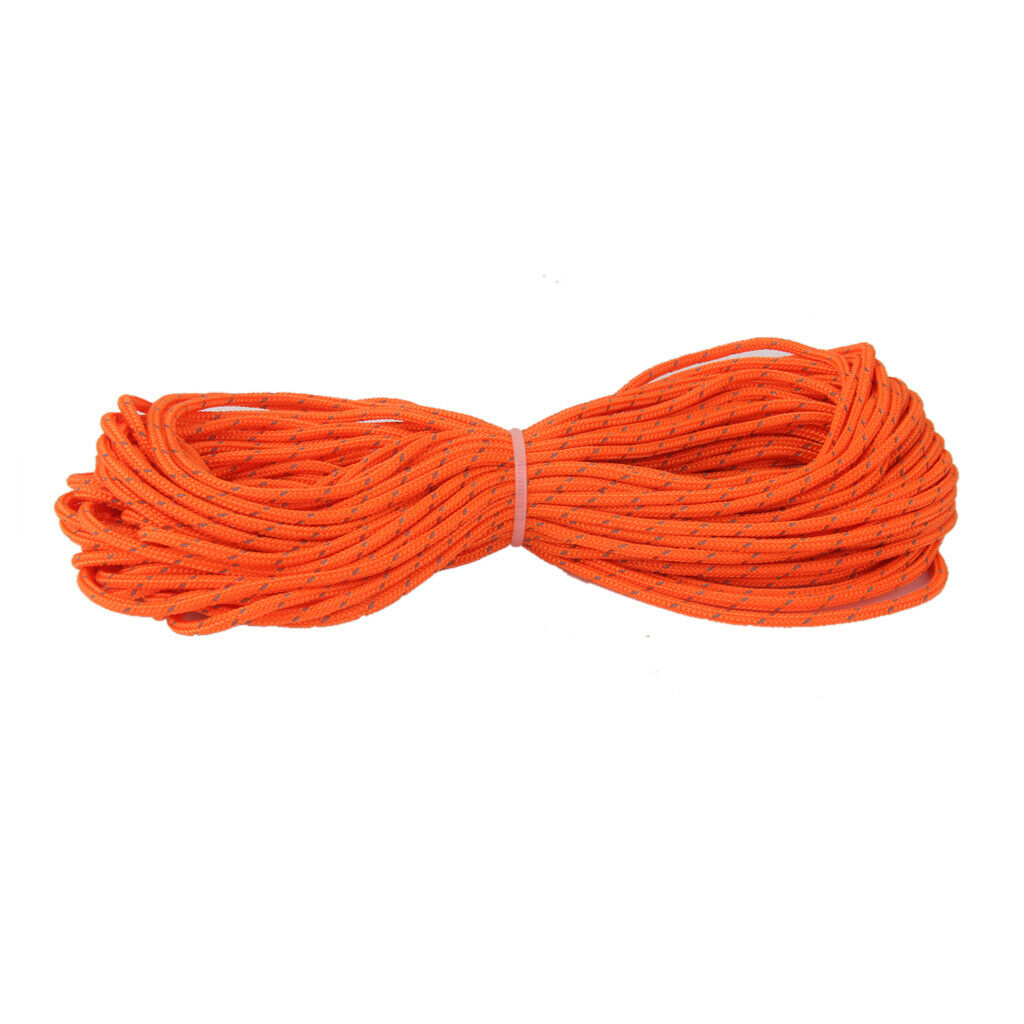3mm x 20m Orange Reflective Guyline Tent Rope Guy Line Camping Cord Paracord
