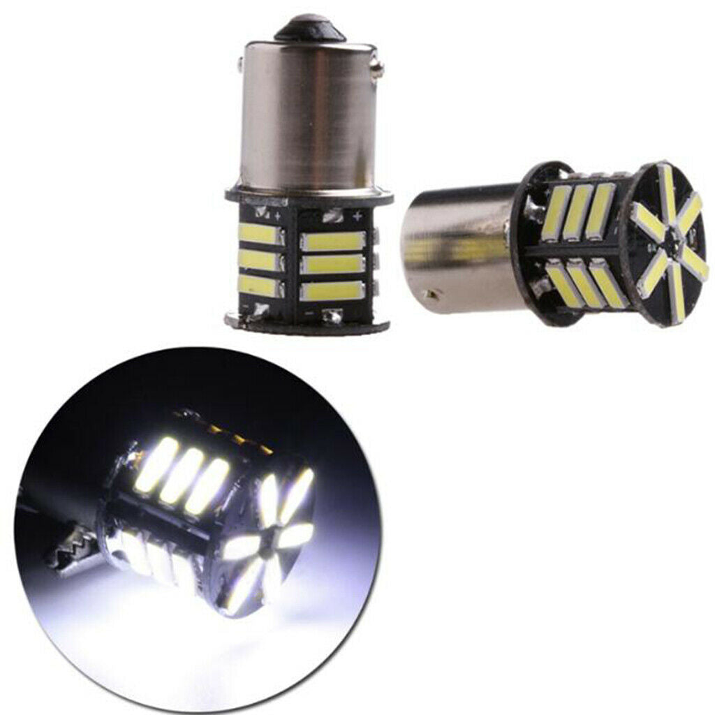 2 Pieces Car BA15S 1156 7020 21LED Turn Signal Backup Lights 6000K (White)
