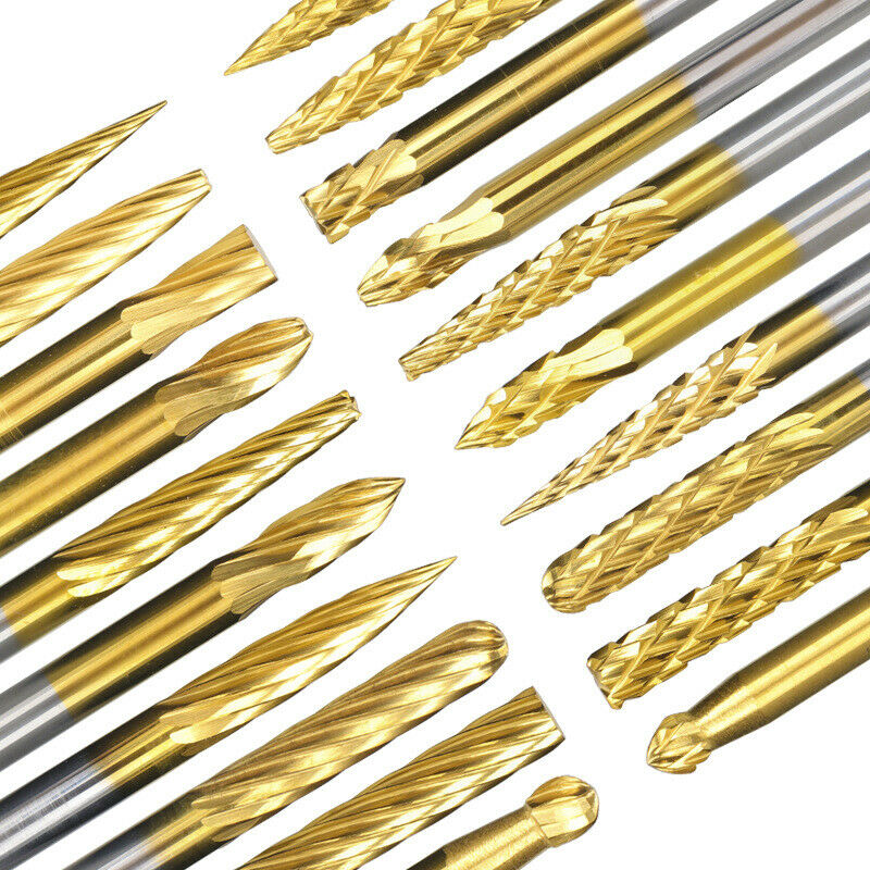 Carbide Rotary File 20 Single and Double Grains TitaniumPlated 3*3 Rotary Cutter