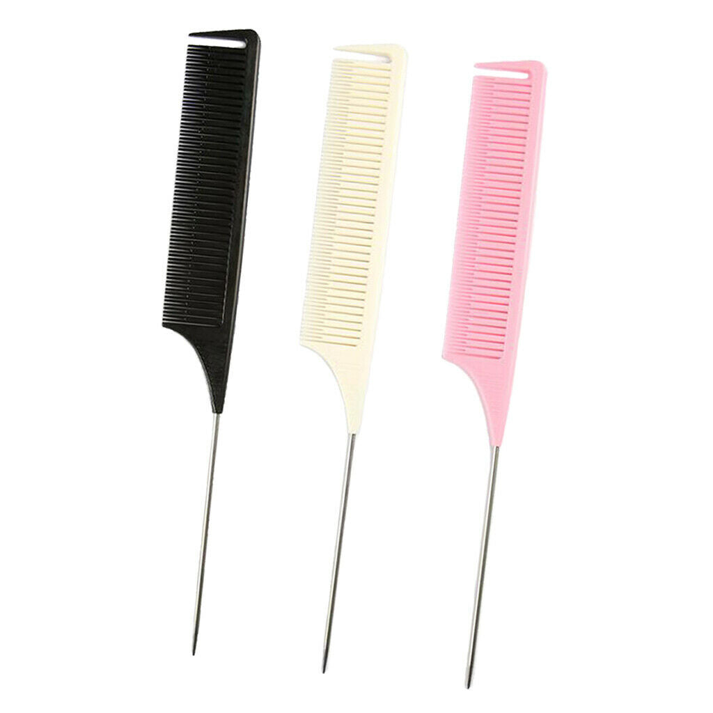 3Pcs Styling Hairdressing Pin Tail Sectioning Dyeing Coloring Brush Combs