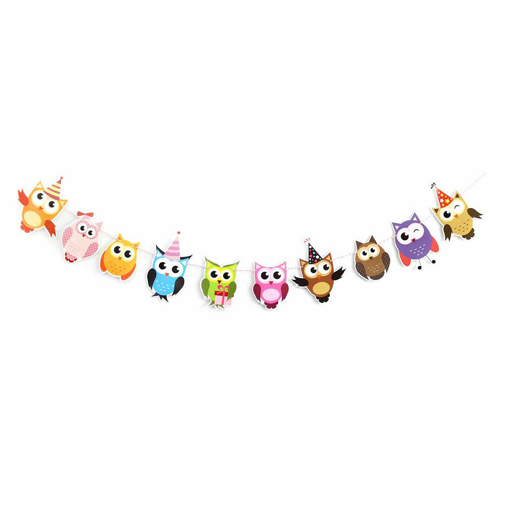 cartoon owl paper flag birthday party decoration banner bunting for childr.l8