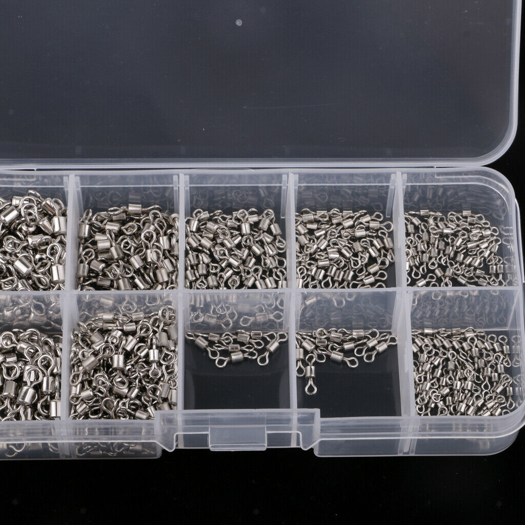 500 Pcs Fishing Swivels Rolling Swivels Connector Ball Bearing Solid Rings