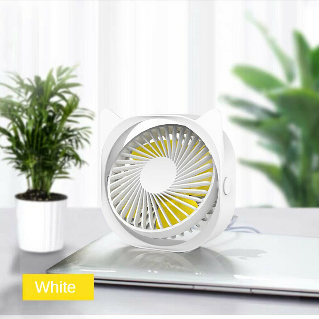 Mini Quiet USB Fan Desktop Portable 360 Degree Rotation Electric Fan White