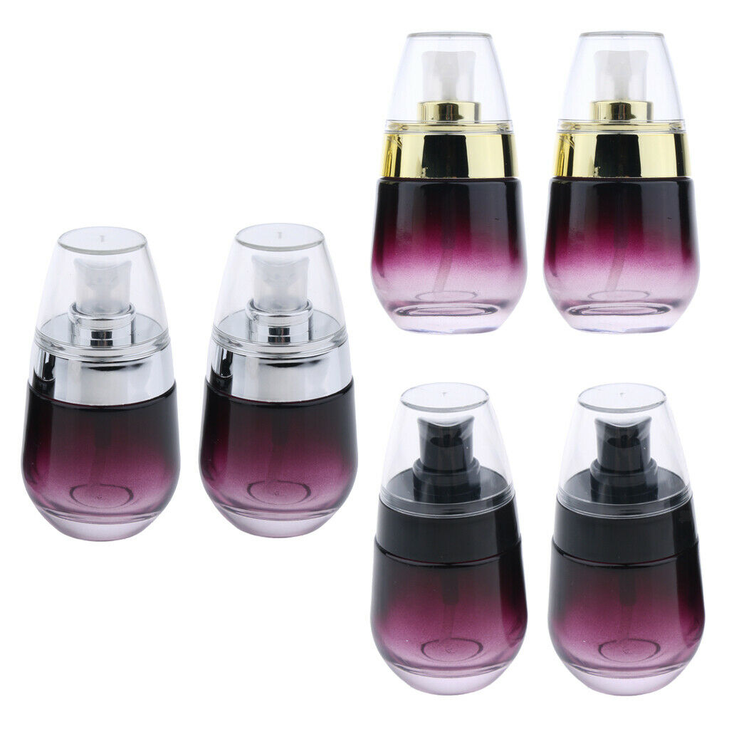 6pcs Reusable Cosmetic Glass Empty Pump Lotion Spray Bottle 30ml Container