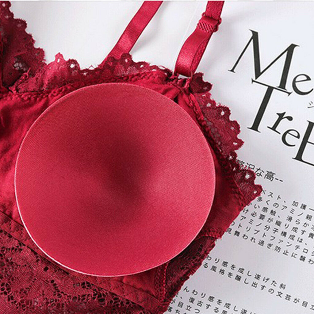 Womens Lace Floral Bralette Bra Bustier Padded Crop Top Tank Tops Wine Red