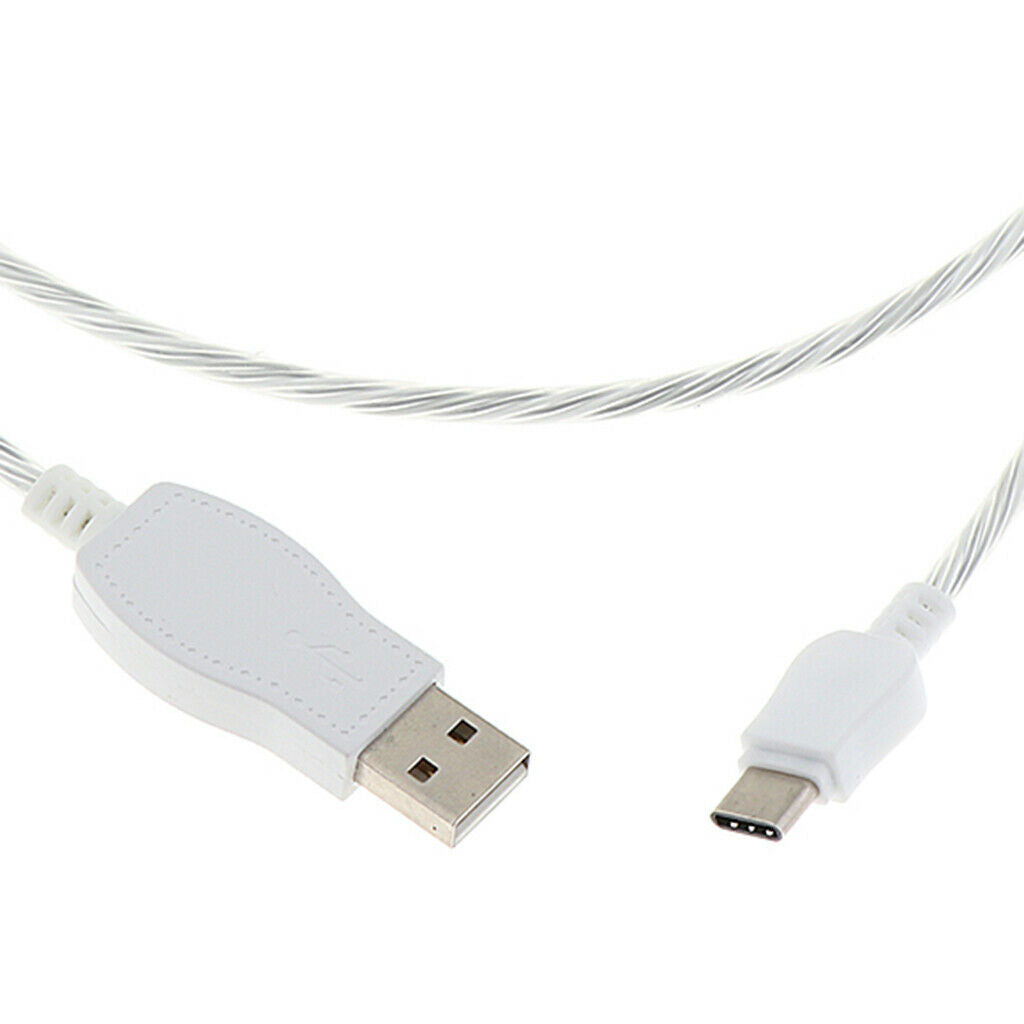 LED Visible Light USB Type-C Charging Data Sync Cable Lead for Cell Phones