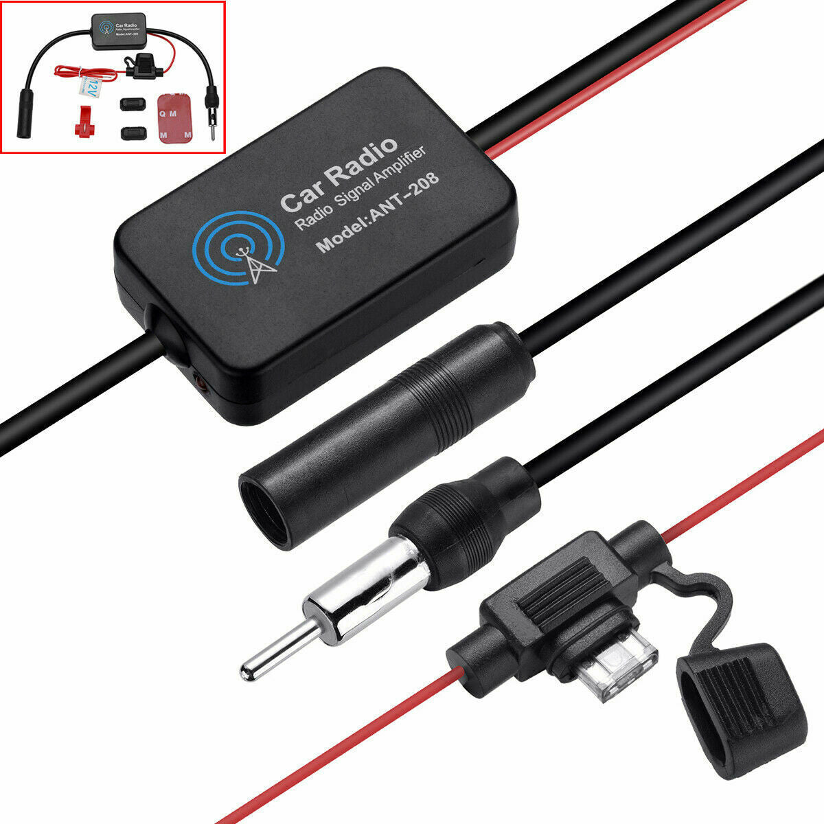 Car Stereo FM/AM Radio Signal Antenna Aerial Signal Amp Booster Inline