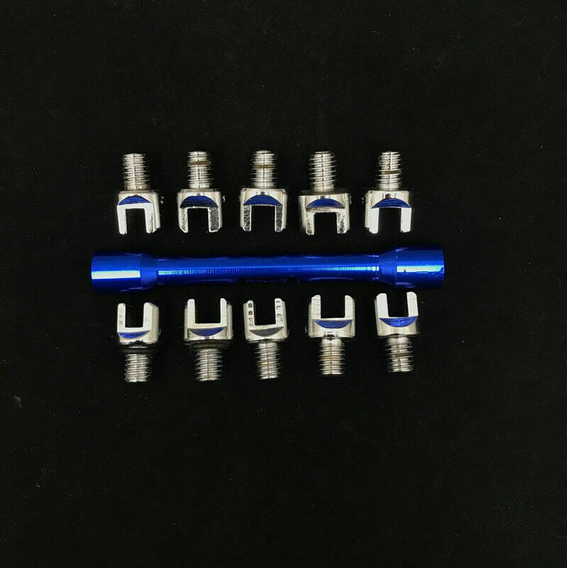 Blue CNC Motorcycle Spoke Wrench w/ 10 Hardened Tips 5.0-6.8 For Most Motorbikes