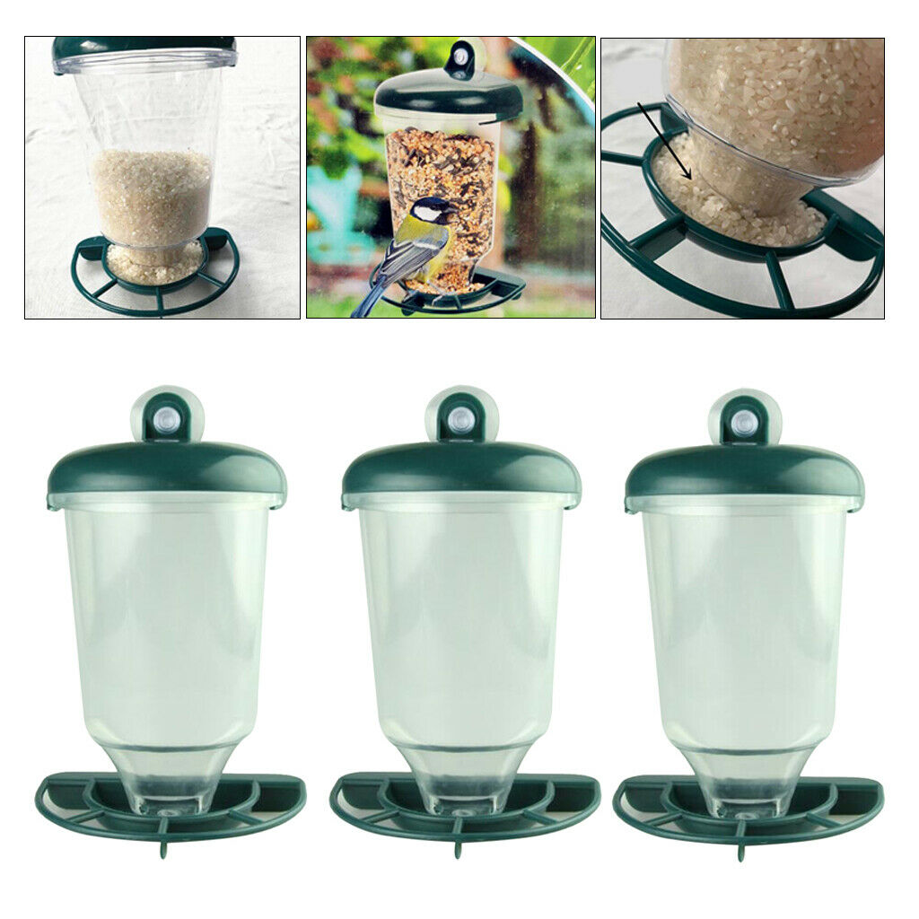 3-pack Outside Glass Window Bird Feeder Food Dispenser for Hummingbird