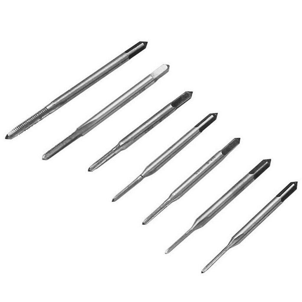 7pcs M1.1-M2.5 Hand Screw Thread Metric Plug Tap Drill Set + M1-8 Tap Wrench
