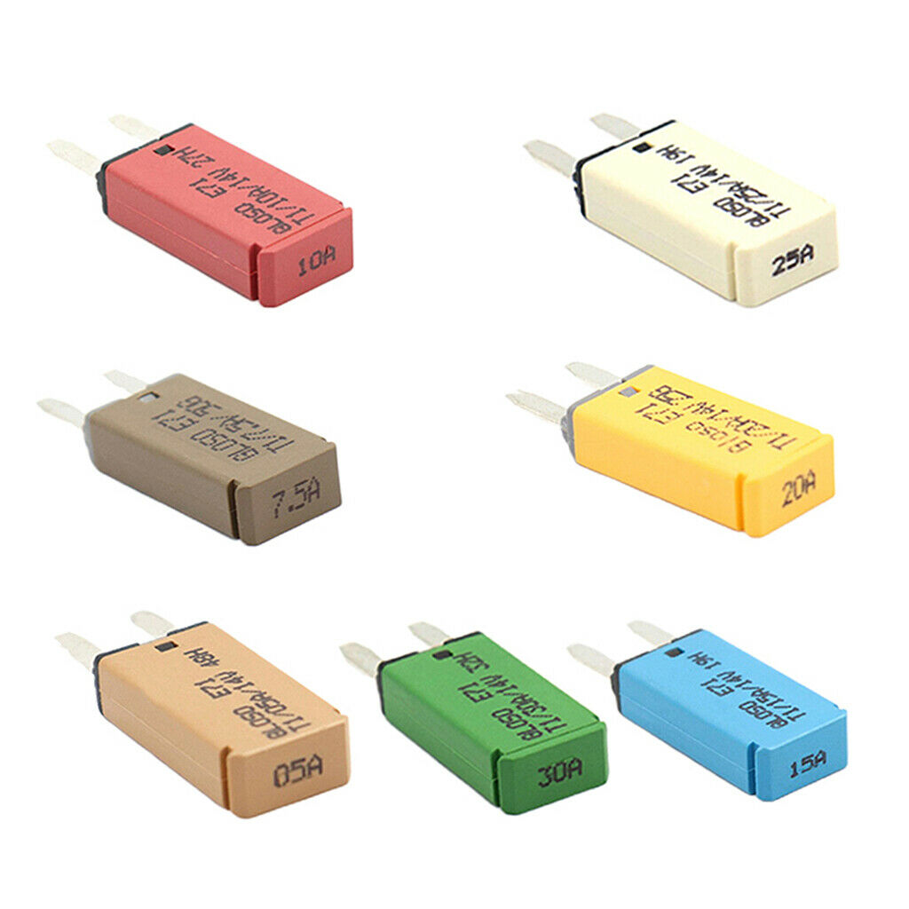 7 Pieces Car ATM Mini Blade Fuse Kit Circuit Breaker Manual Reset 5AMP-30AMP