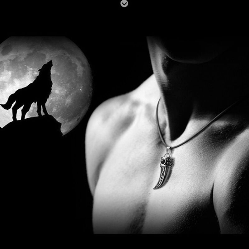 Trendy Stainless Steel Domineering Wolf Tooth Shape Pendant Necklace Jewel.l8