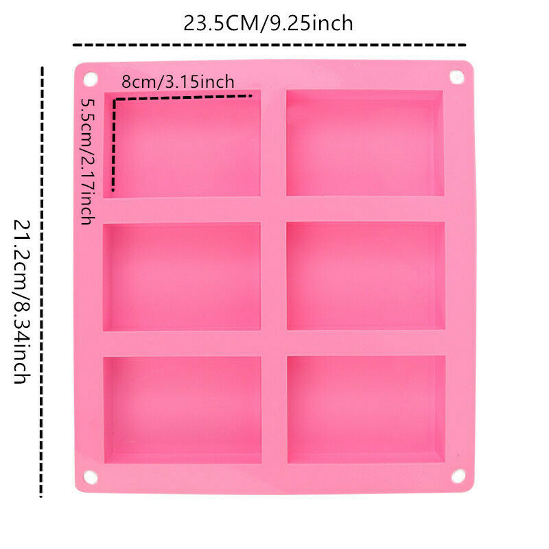 6-Cavity Rectangle Soap Mold Silicone Craft DIY Making Homemade Cake Mould