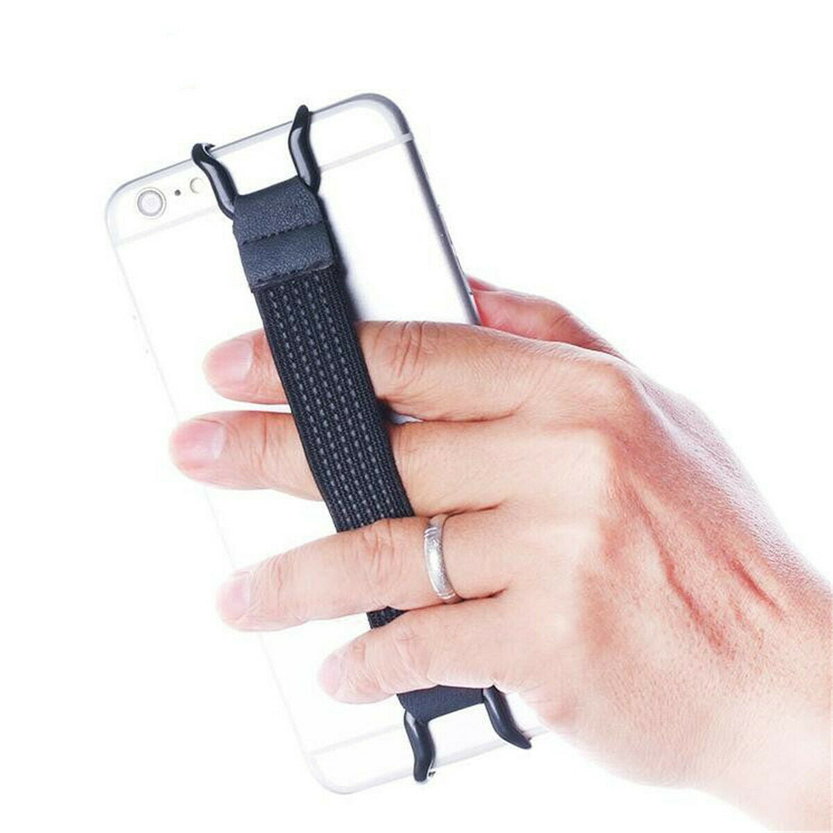 2PCS Universal Mobile Phone Pad Holder Finger Grip Elastic Bracket Strap Black
