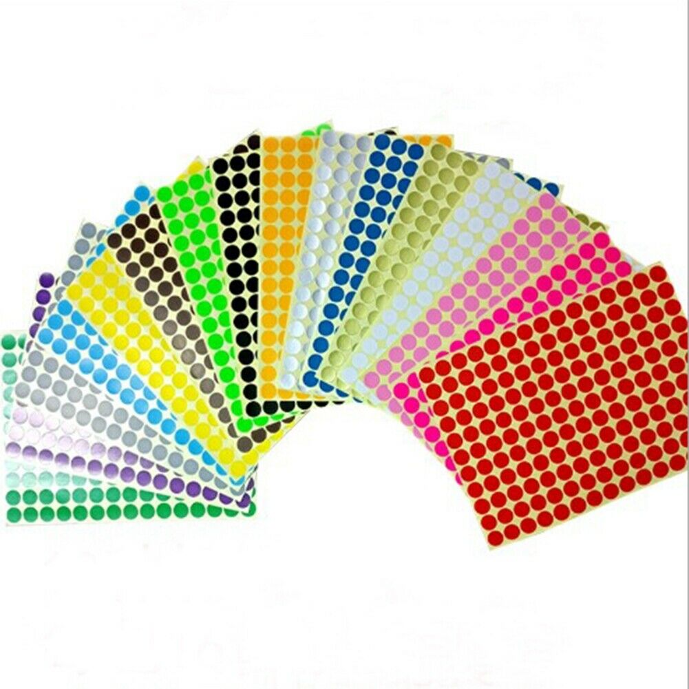 8mm PAPER Coloured Marking Dot Stickers Round Spot Circles Dots Sticky Labels
