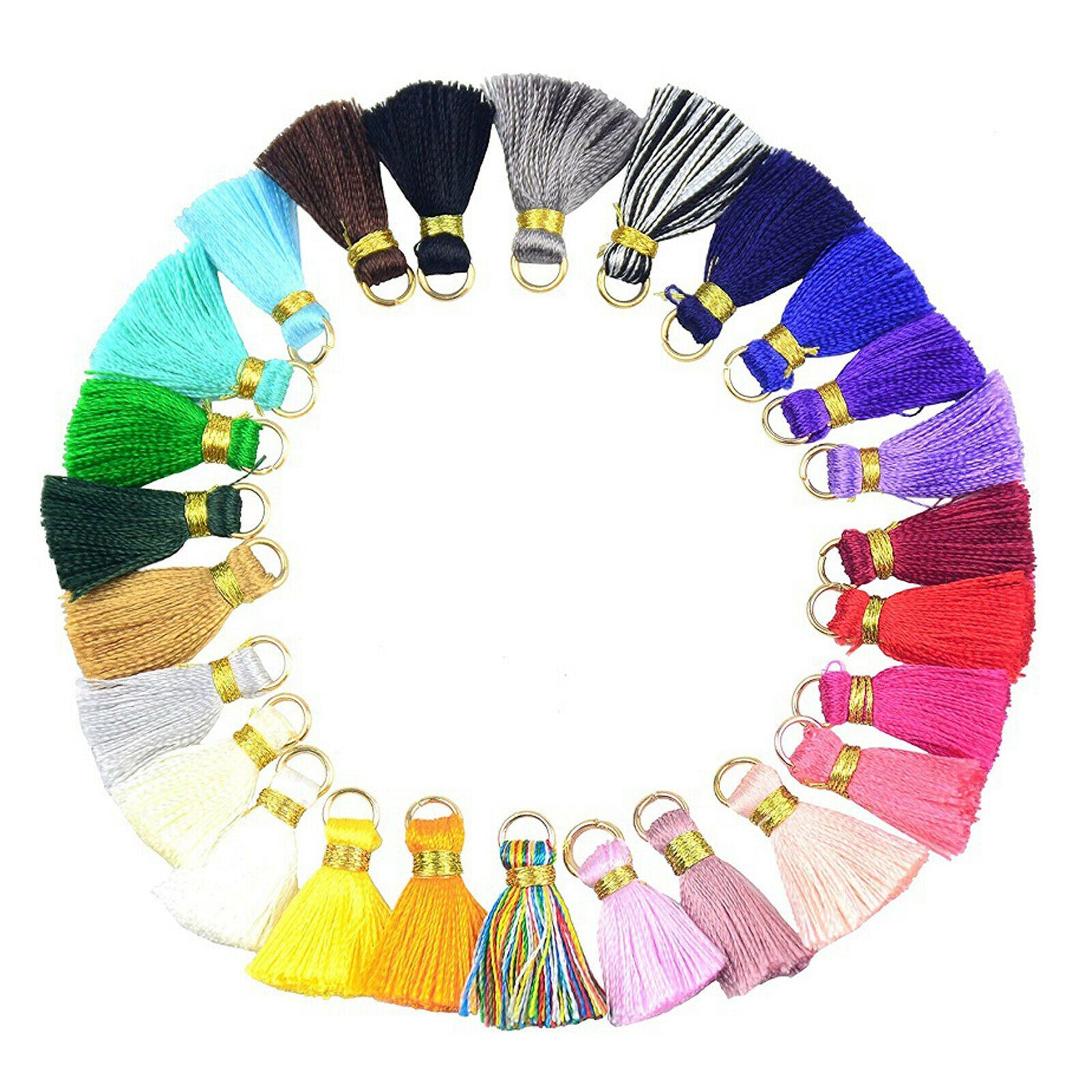 Tassel Pendants 100 Pieces Mixed Color Key Chains Tassel for DIY Woman