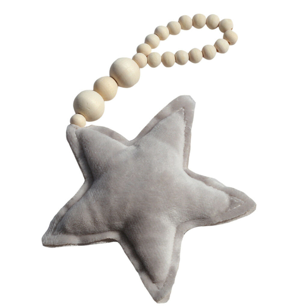 Beaded Grey Star Pendant Wall Hanging Ornament for Kids Bedroom Decoration