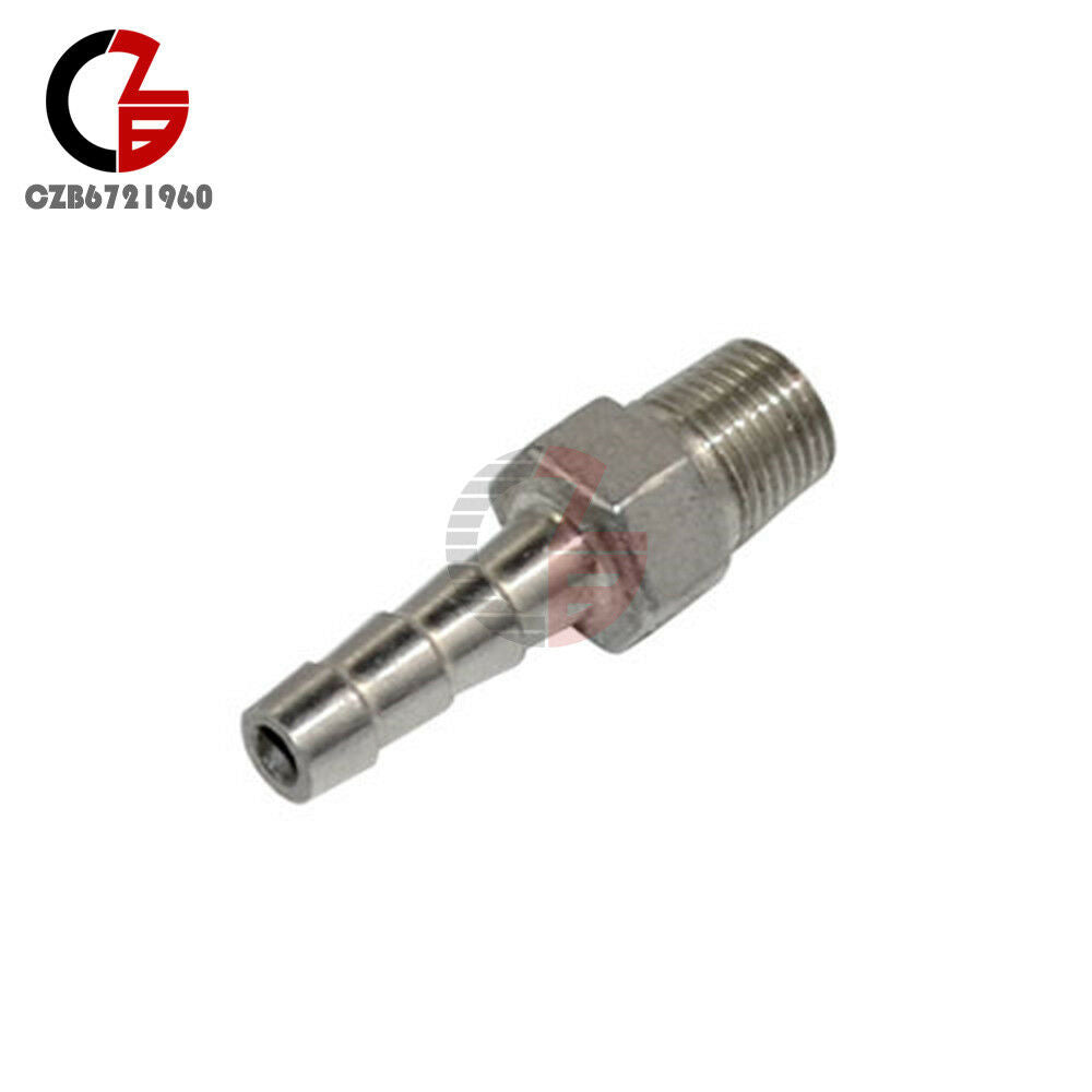 1/4" Male Thread Pipe Fitting x 8mm Barb Hose Tail Connector Stainless Steel NPT