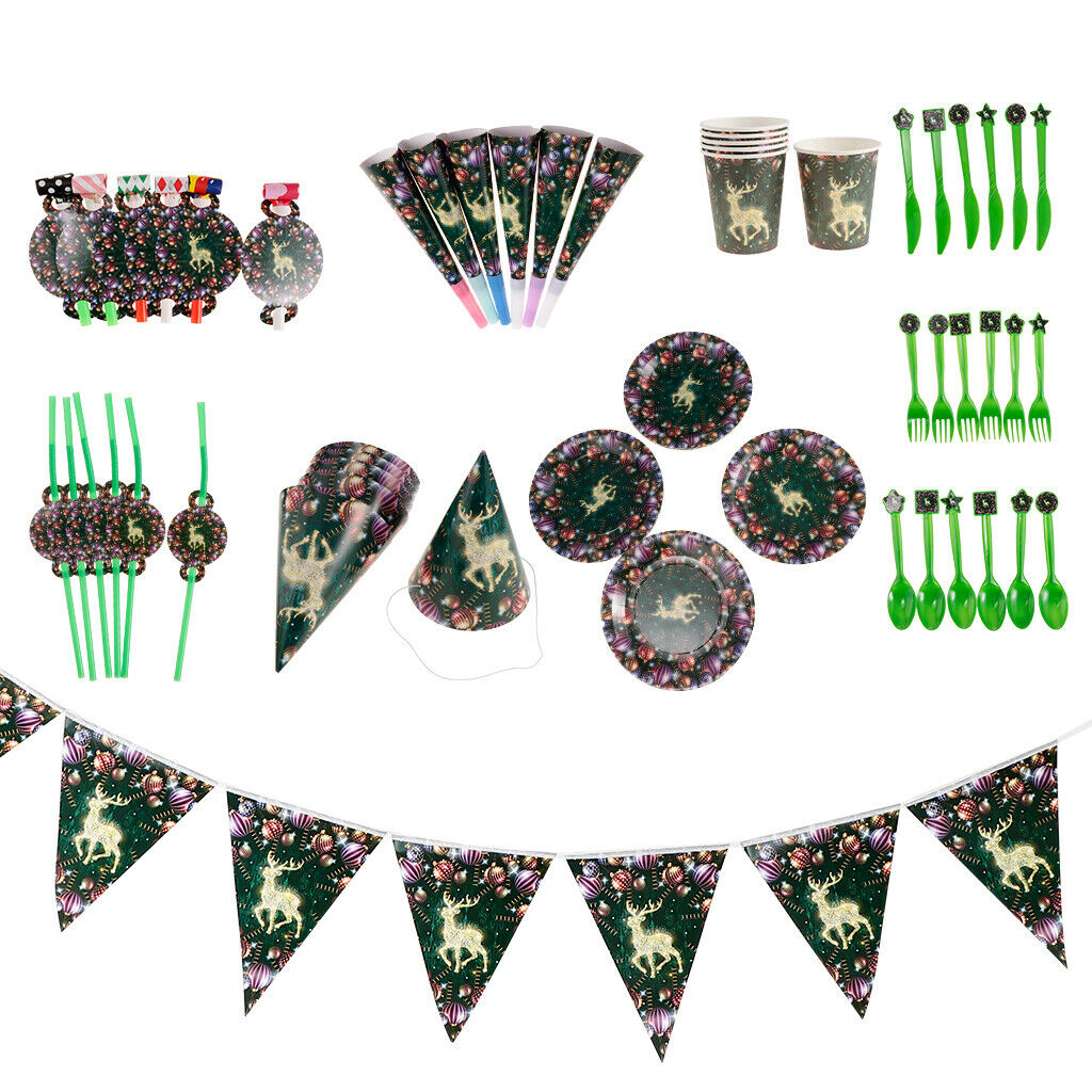 11 Sets Christmas Theme Bunting Cups Dinnerware Sets Christmas