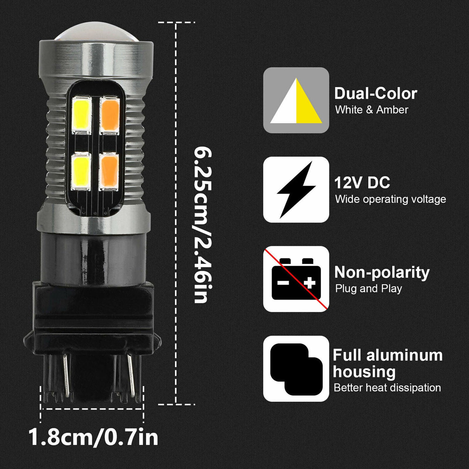 4X 3157 Switchback LED Turn Signal Light 4157na 3457a LED Bulbs 3156 White Amber