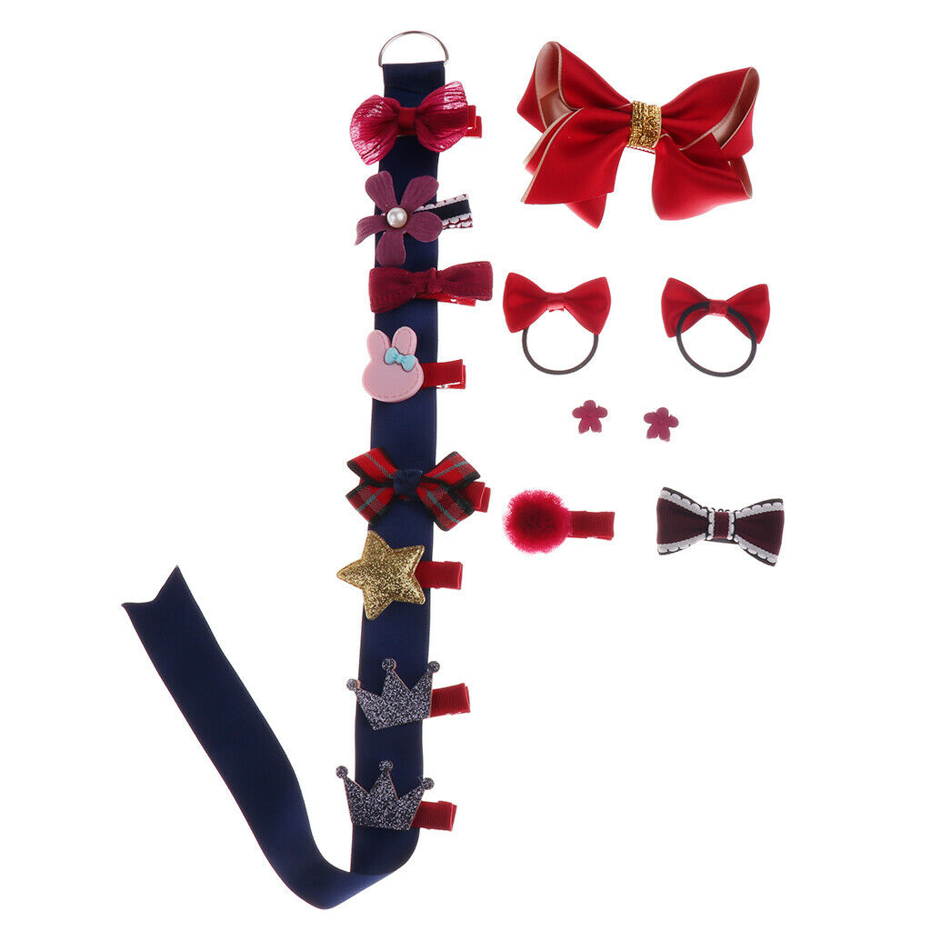 16 Pieces Kids Baby Girl Bow Hair Clips Flower Barrette Pins Gift 16 Pcs-Red