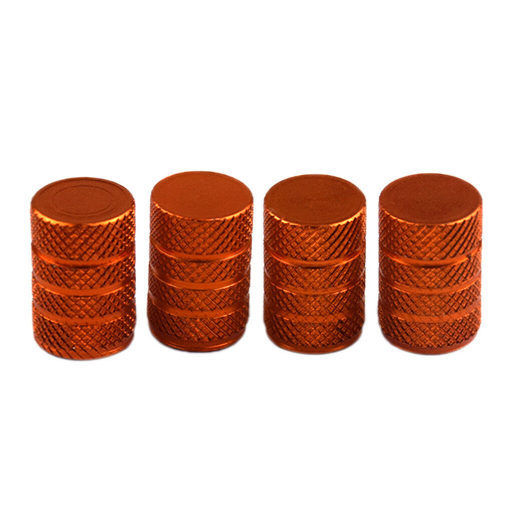 4pc Aluminum Alloy Bolt-in Car Wheel Tire Valve Stem With Dust Cap Orange