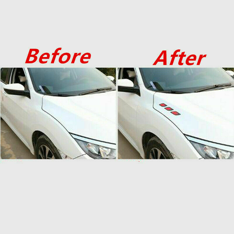 6pcs Car Vent Edge Bumper Reflective Stickers Decals Carbon Fiber Pattern Strips