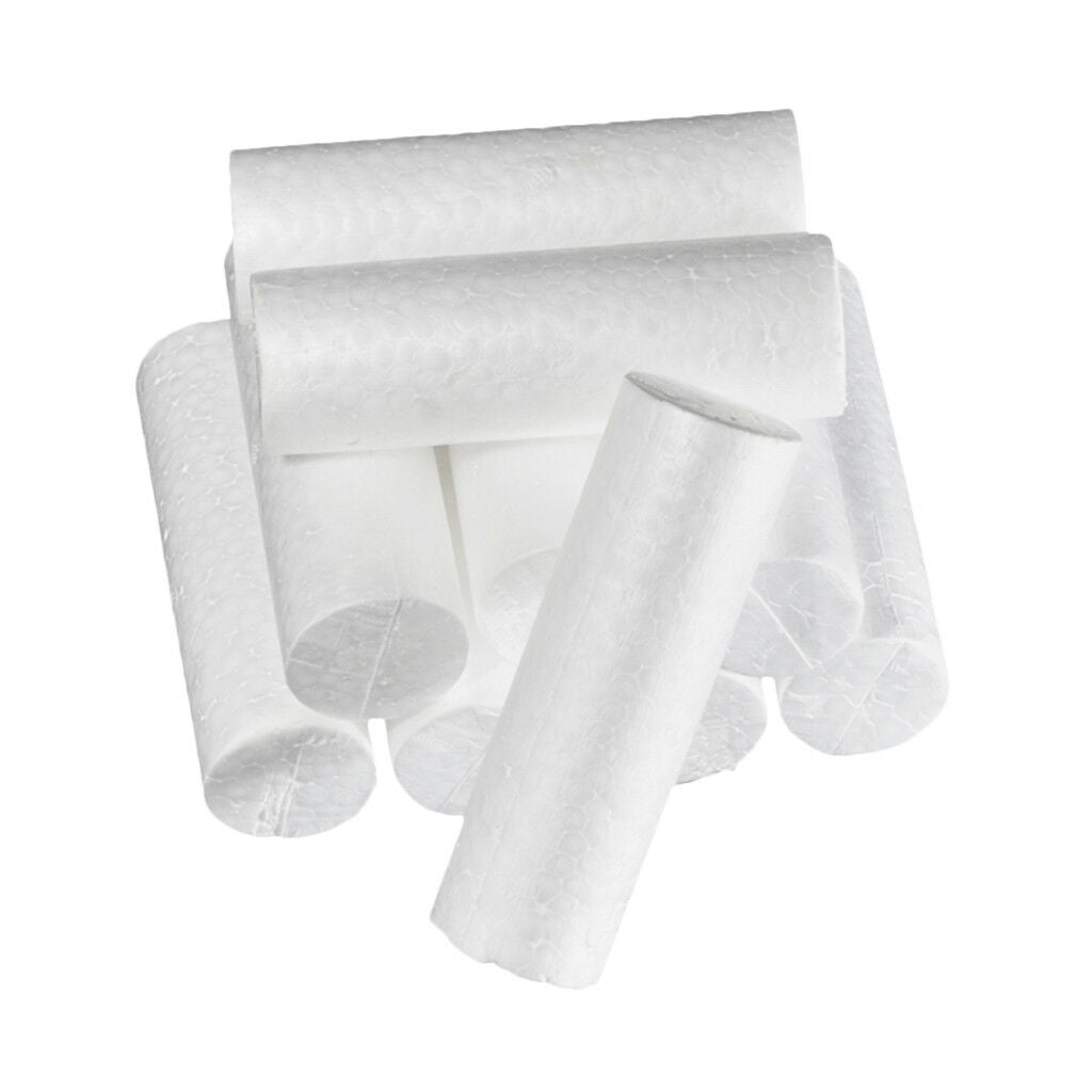 10x Blank Cylinder Shape Polystyrene Styrofoam Foam DIY Materials 14x4.5cm