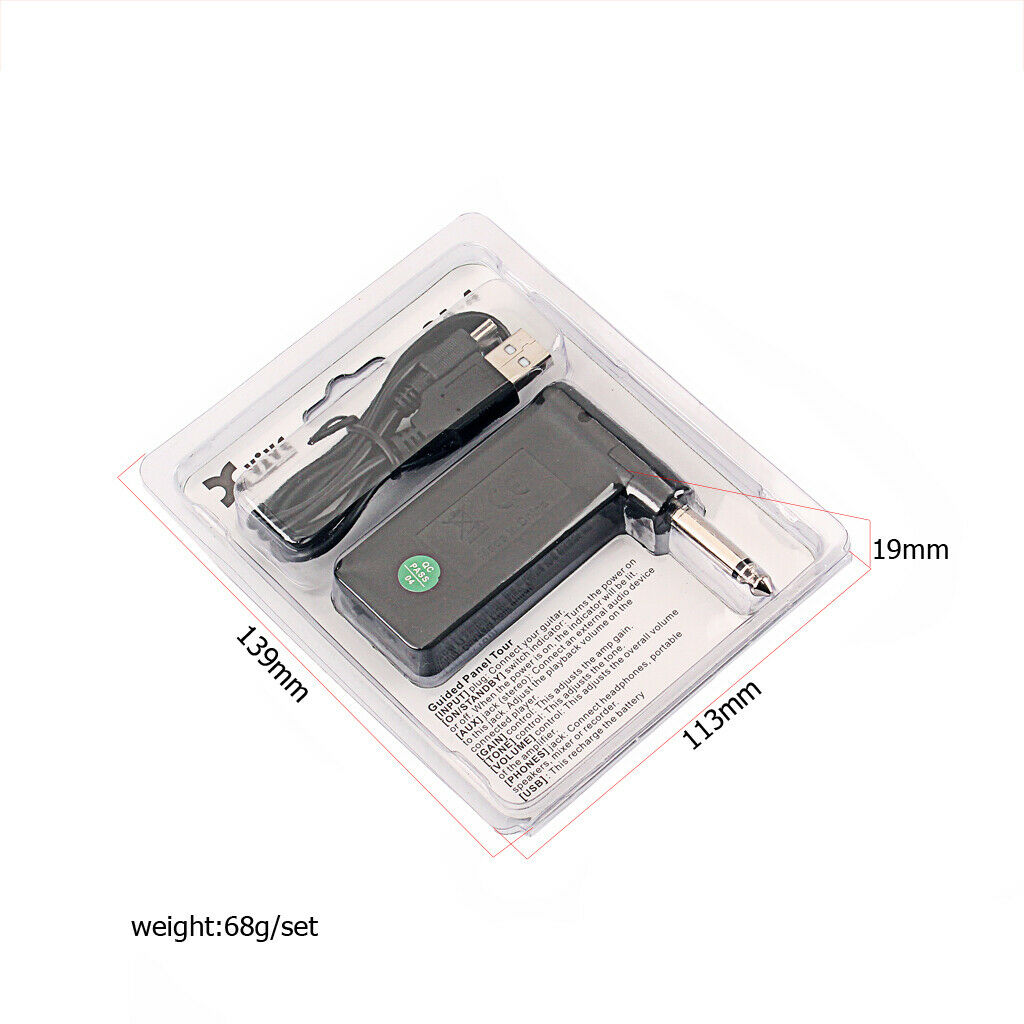 6.35mm Plug Rechargeable Electric Guitar Plug Headphone Amp Amplifier