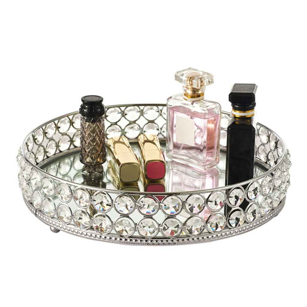 Crystal Vanity Makeup Tray Jewelry Organizer Decorative Storage Tray