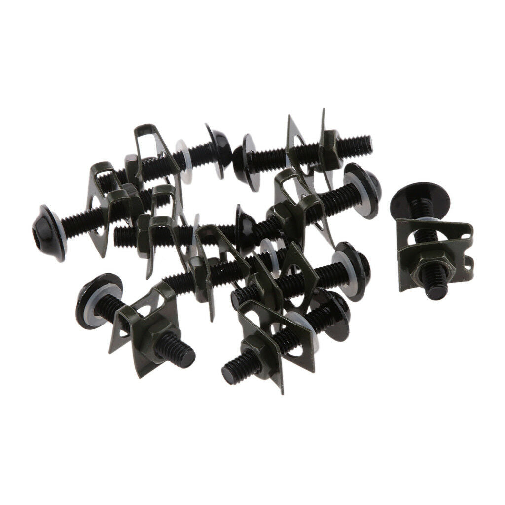 20PCS Motor Body CNC M6 Fairing Bolts Fastener Clips Washes Screw Nut Black