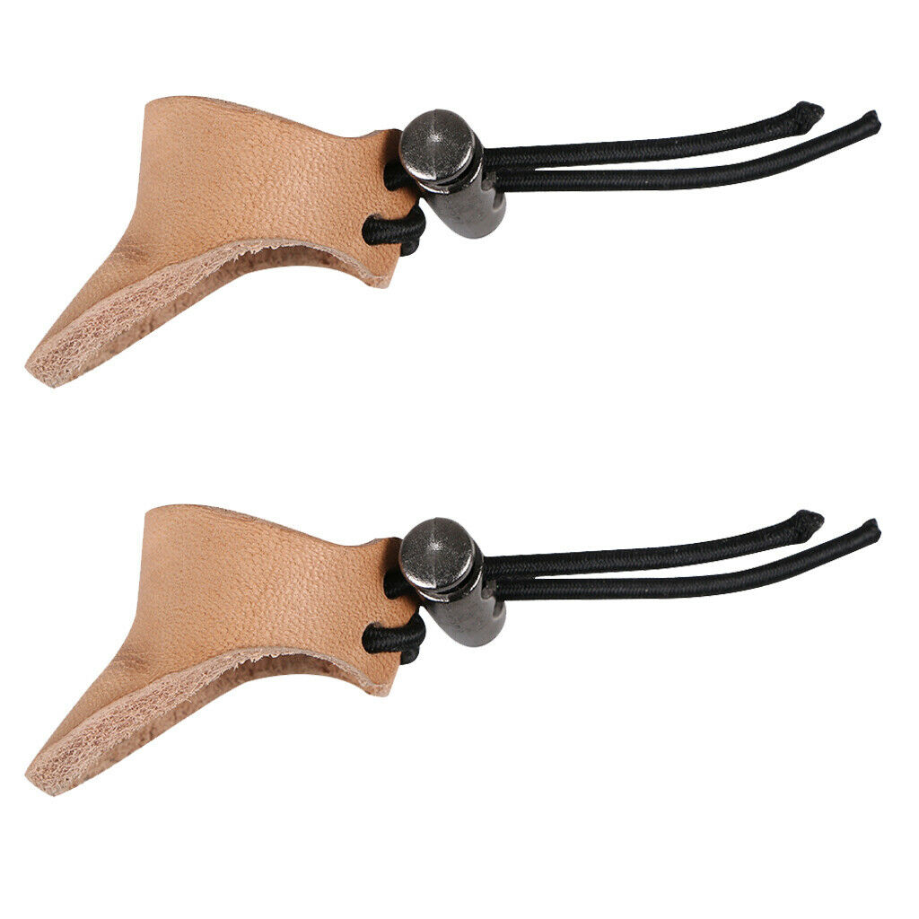 Leather Adjustable Archery Finger Guard Thumb Guard Tab, 2pcs / Pack