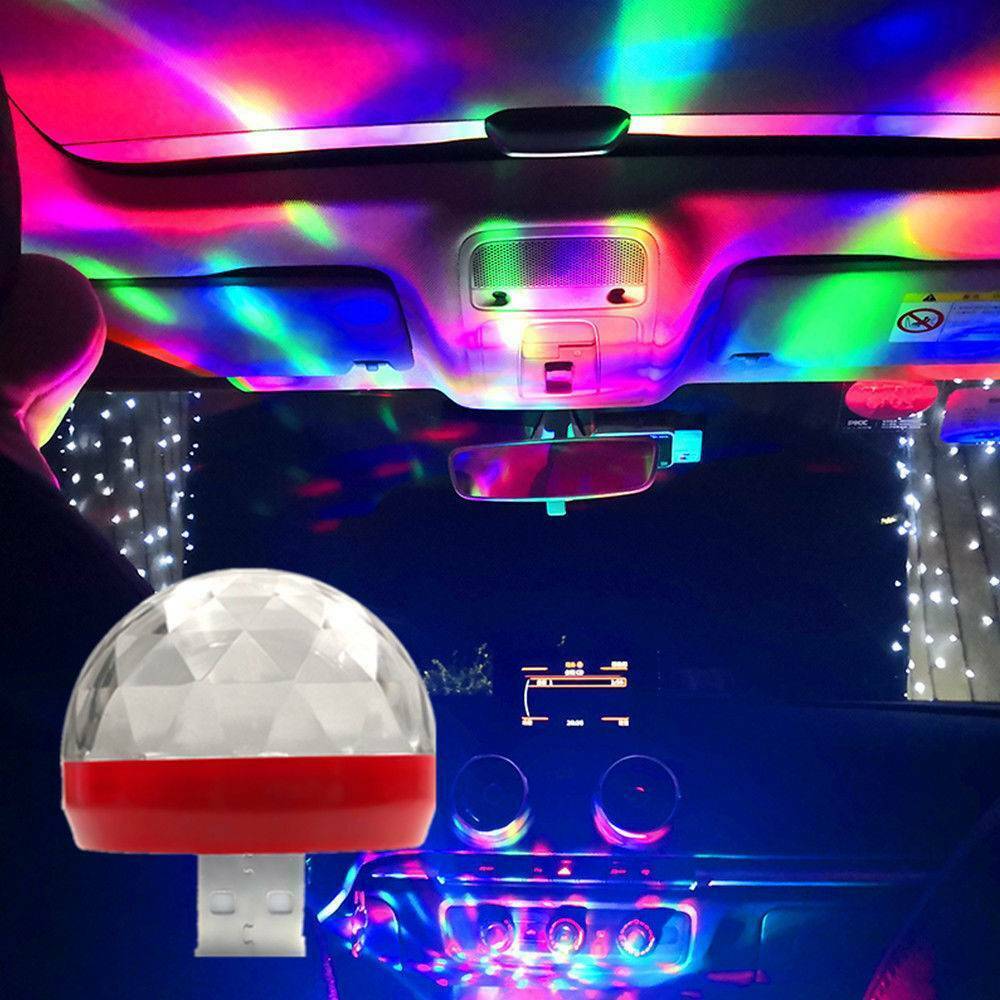US Mini USB RGB LED Stage Lamp Remote Controls Disco Ball Lights Home Car Party