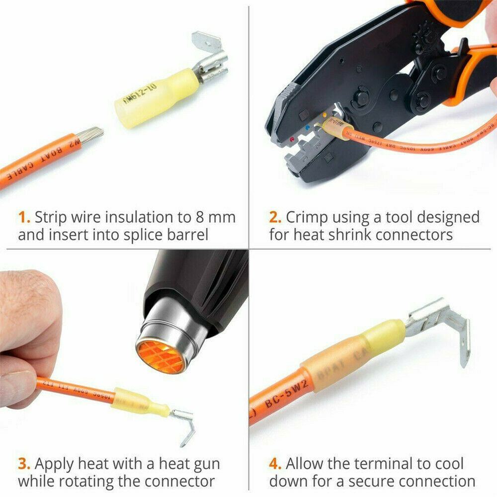 150x Piggyback Heat Shrink Quick Disconnect Terminals 10-22 ga. Male/Female .250