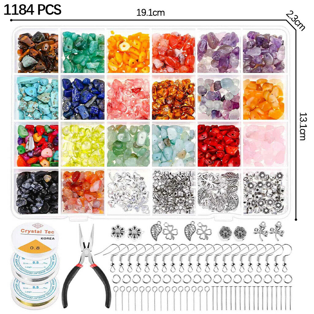 1184Pcs Irregular Chips Stone Beads Kit for Jewelry Earring Making Supplies