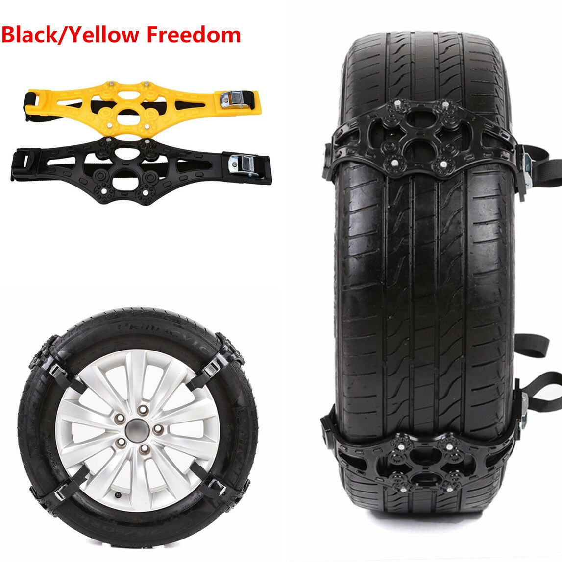 Car Truck Tire Wheel Safety Snow Winter Chain Belt Anti-Skid Black/Yellow Random