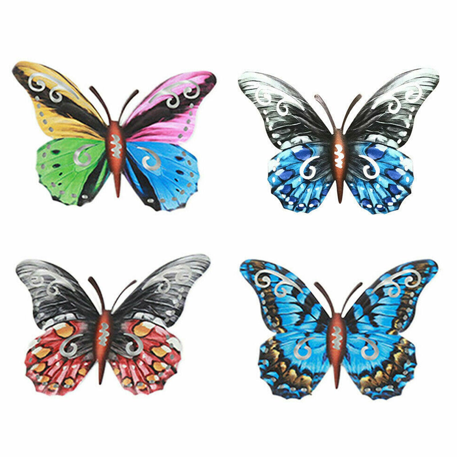 Pack of 4 Large Metal Butterflies Garden Ornament Butterfly Wall Art Home Decor