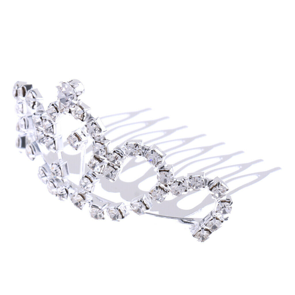 Children Girl Princess Mini Crown Comb Diamante Rhinestone Tiara Hair Clip