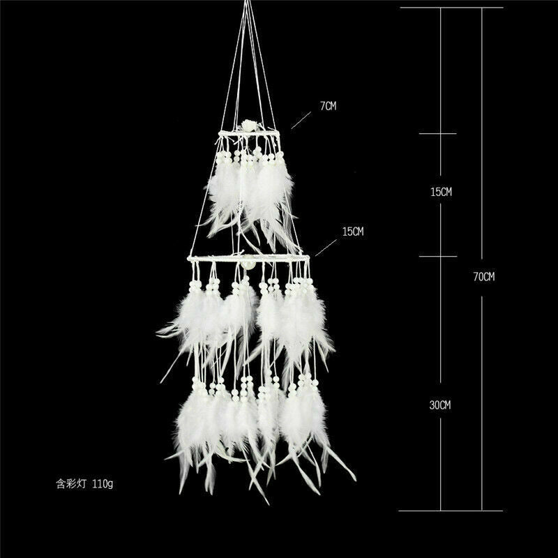 Dream Catcher White Wall Hanging Decoration Bead Ornament Feathers Home Decor