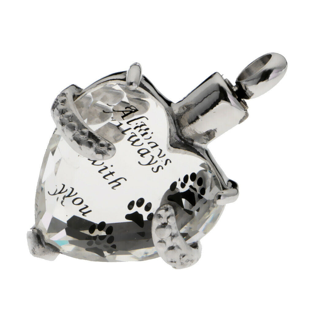 Crystal Stainless Steel Heart Pet Cremation Pendant Always With You Clear
