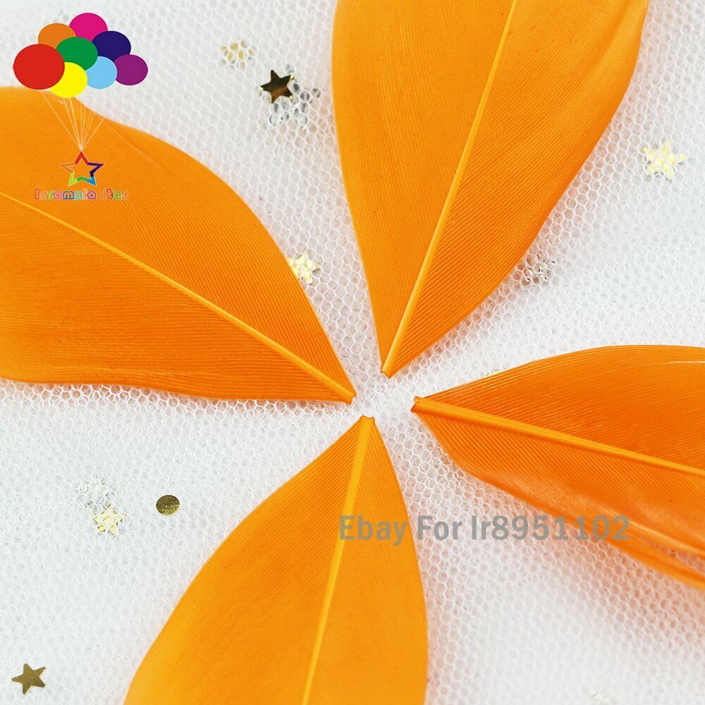 Round head Orange Natural Goose Feathers 5-7CM Plumes for Carnival Halloween 100