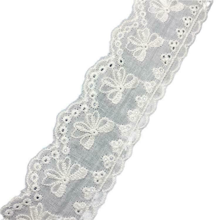 5 Yard White Cotton Lace Trim Fabric Ribbon Embroidery Flower DIY Applique Craft
